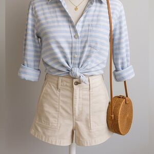 J.Crew High-Rise Utility Chino Shorts Beige Cotton Twill Casual Classic 24